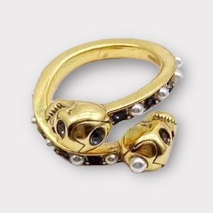 Two Skulls Gothic Ring Sz 7